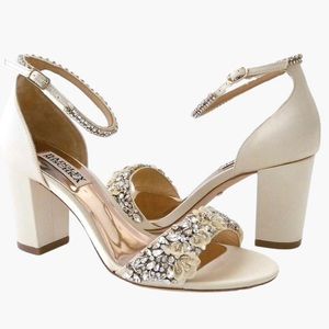 Elegant Cream Block Heel Sandals